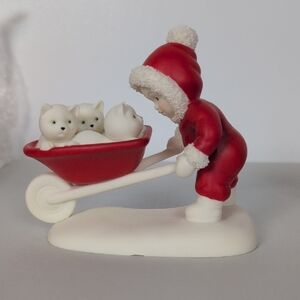 Snowbabies Kitten Courier Porcelain Christmas Figurine